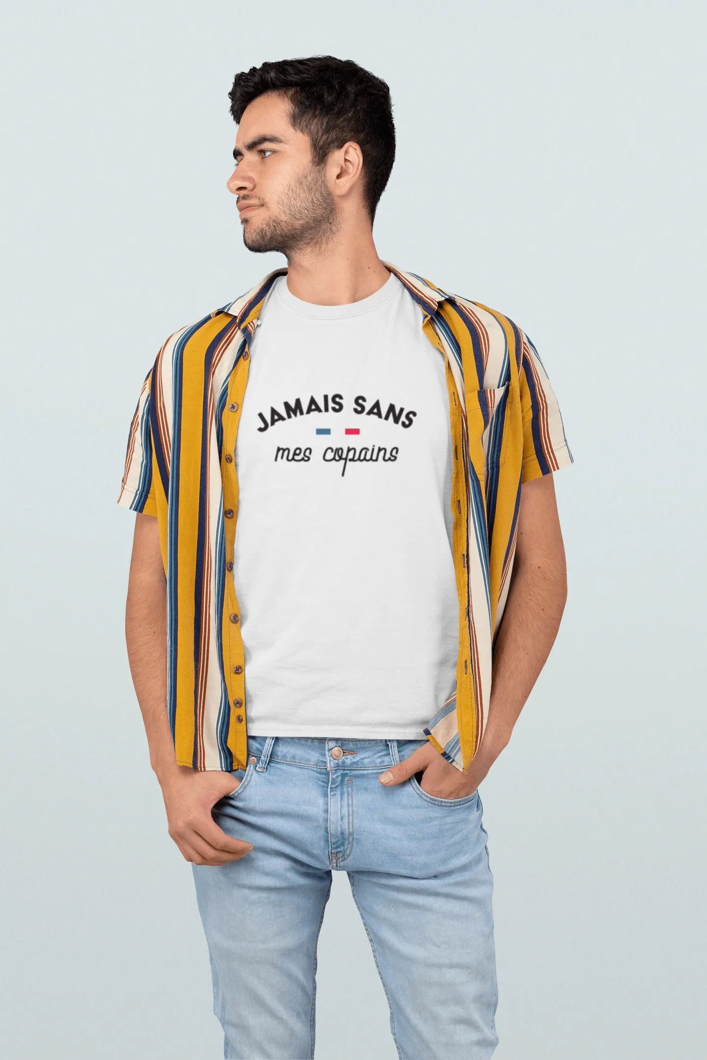 T-shirt Copains « Jamais sans mes copains bleu blanc rouge »